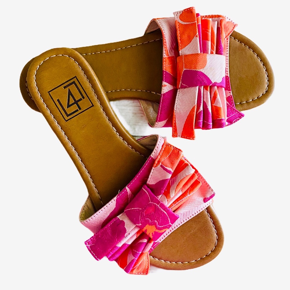 Floral slide flats sandals size 8